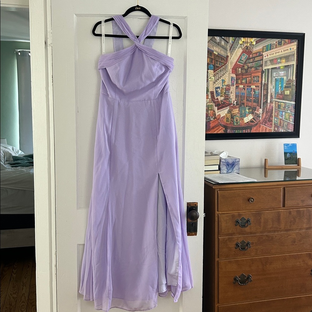 Elegant Lavender Halter Maxi Dress Azazie